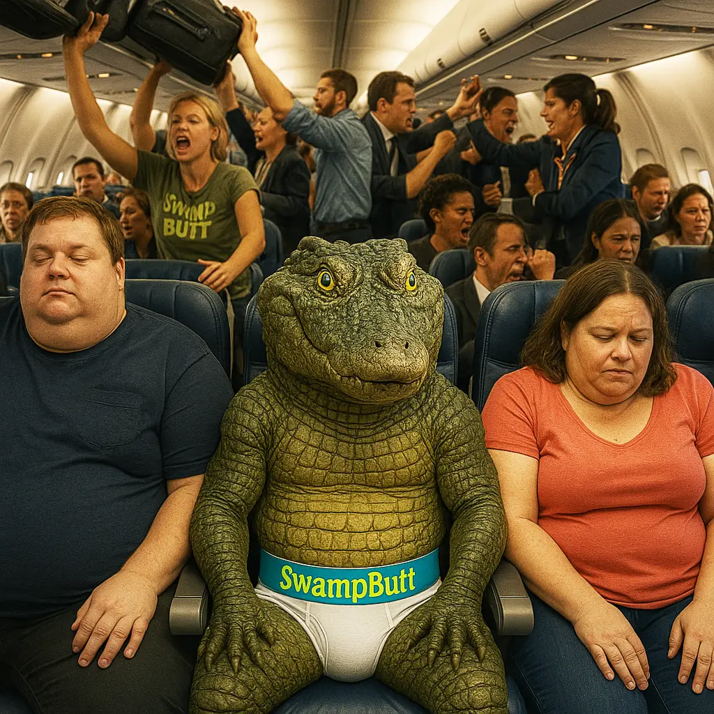 The SwampButt Underwear Summer Travel Series. The SwampButt Underwear Summer Travel Series. Rufus from SwampButt Underwear experiences the friendly skies.