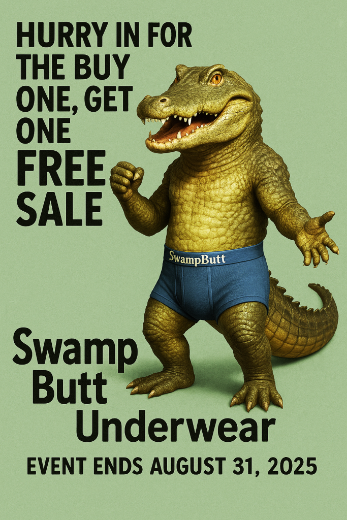 SwampButt Underwear Last Half of August Buy One Get One Sale