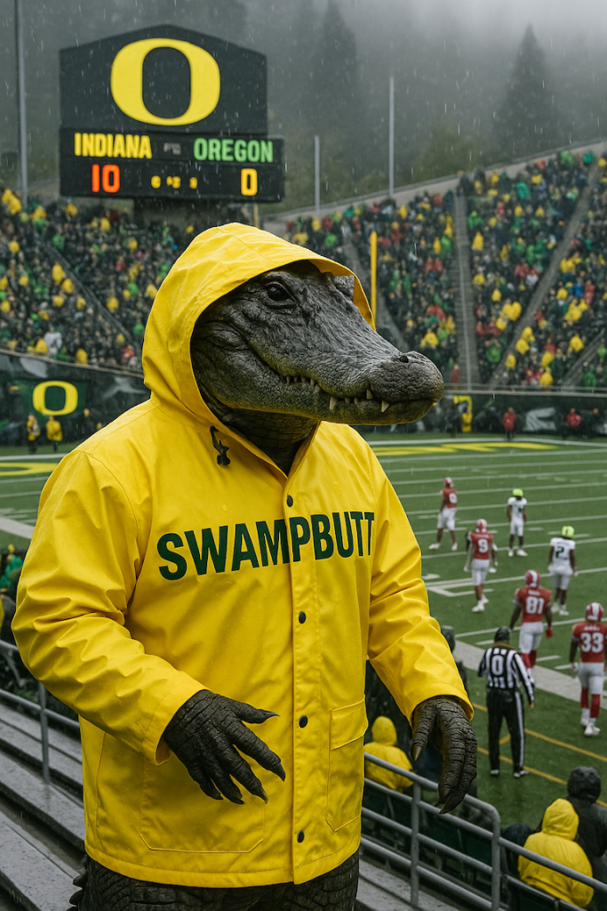 Rufus at Oregon vs Indiana. Swampbutt scale of sultry.