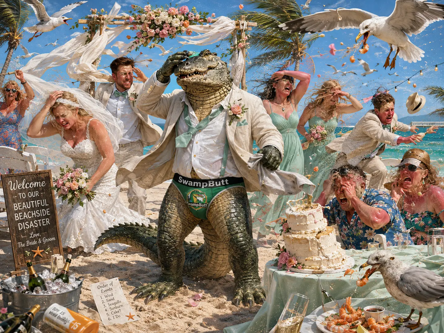 SwampButt Underwear advises just say 'I don't' to beach weddings.