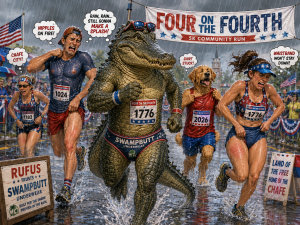 Rain on race day presents unique challenges,  even for those wearing SwampButt Underwear.