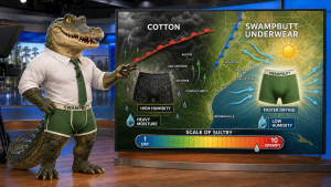SwampButt Underwears' Scale of Sultry uses local weather to assign a numeric value to Swampiness below the belt line.